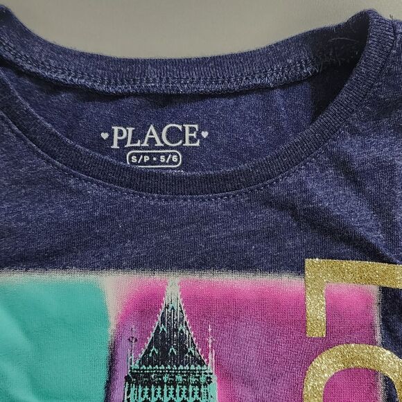 Girls London Big Ben Turquoise Gold Glitter Long Sleeve Shirt Size S 5/6 - Picture 5 of 5